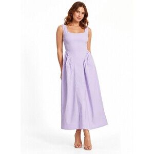 QUIZ Square Neck Skater Midi Dress Basque Waist Women’s 10 Lilac Lavender NWT